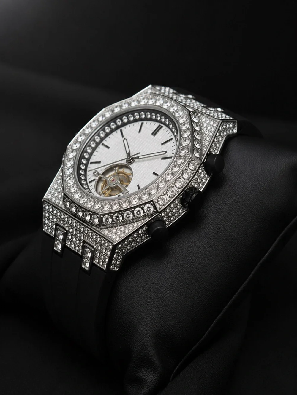 Iced Out VVS Simulated Diamond Stainless Steel Watch Pave Set Fully Iced Lux